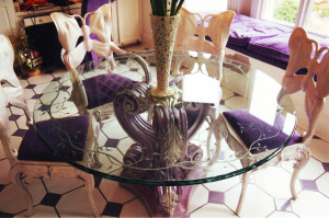 Glass table top with sandblasted graphic by Glass Graphics of Atlanta.