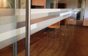 Filmed glass office partition by Glass Graphics of Atlanta.